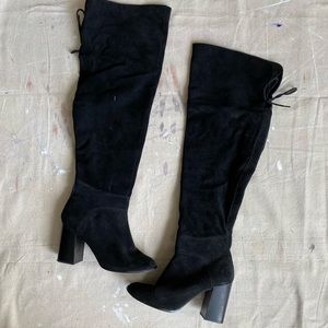 Steve Madden black suede thigh-high boots